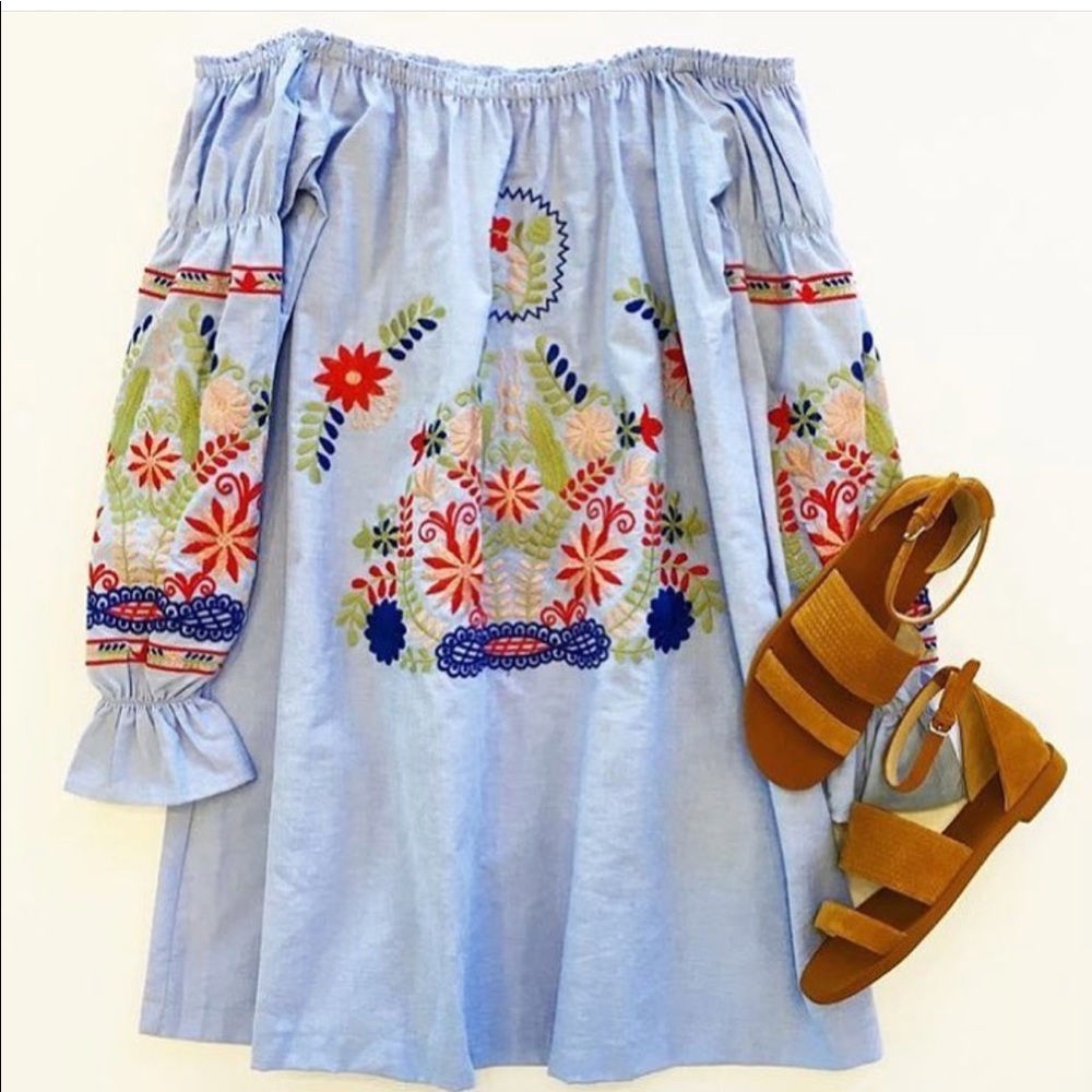 Blue off the shoulder dress